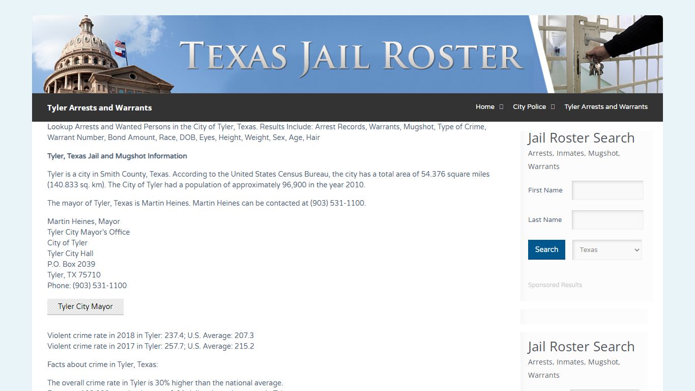 Tyler Arrests and Warrants | Jail Roster Search
