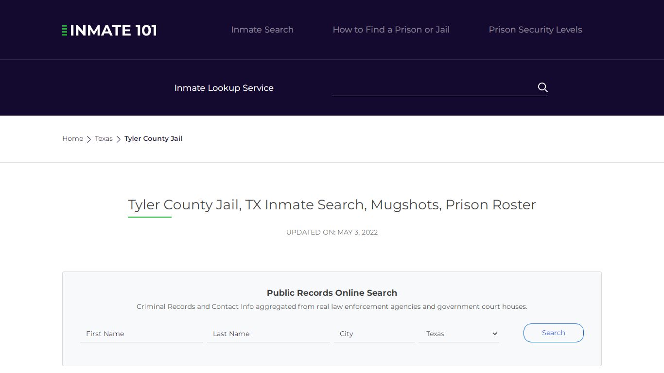 Tyler County Jail, TX Inmate Search, Mugshots, Prison ...